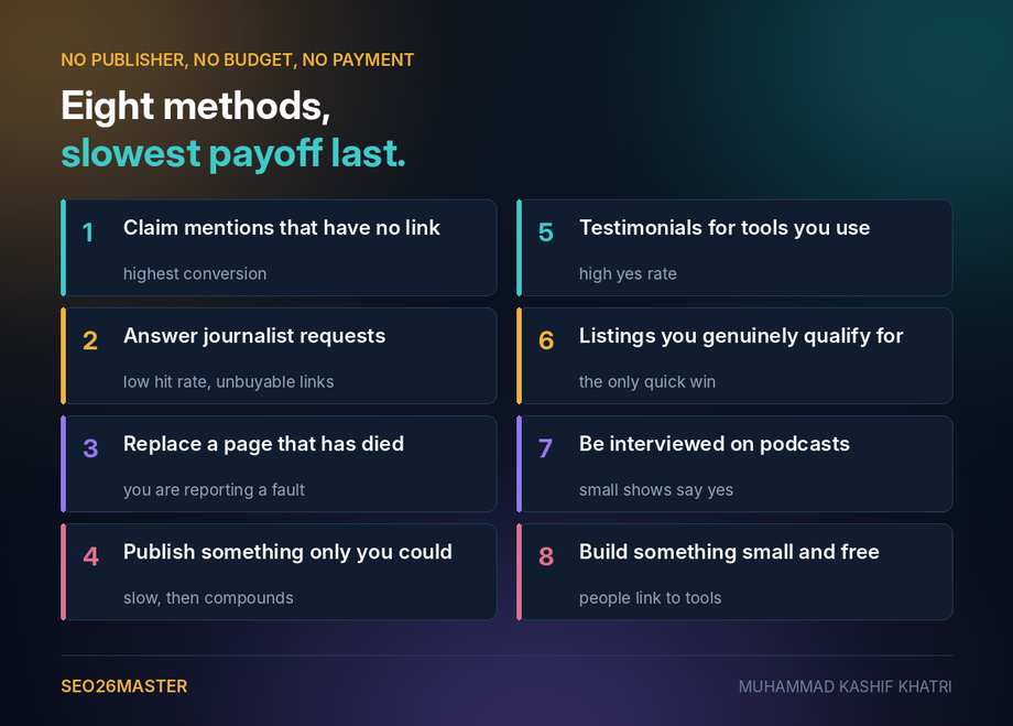 Eight link building methods that need no guest post, no budget and no publisher