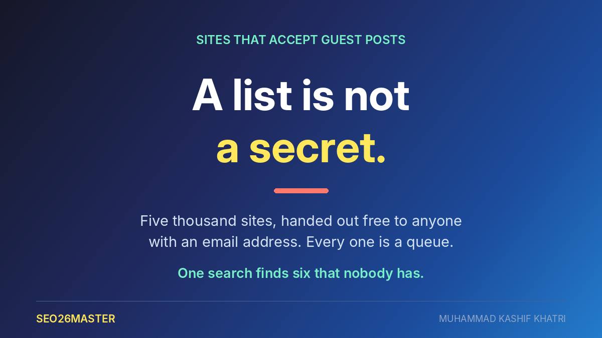 The words a list is not a secret, with the line five thousand sites handed out free to anyone with an email address